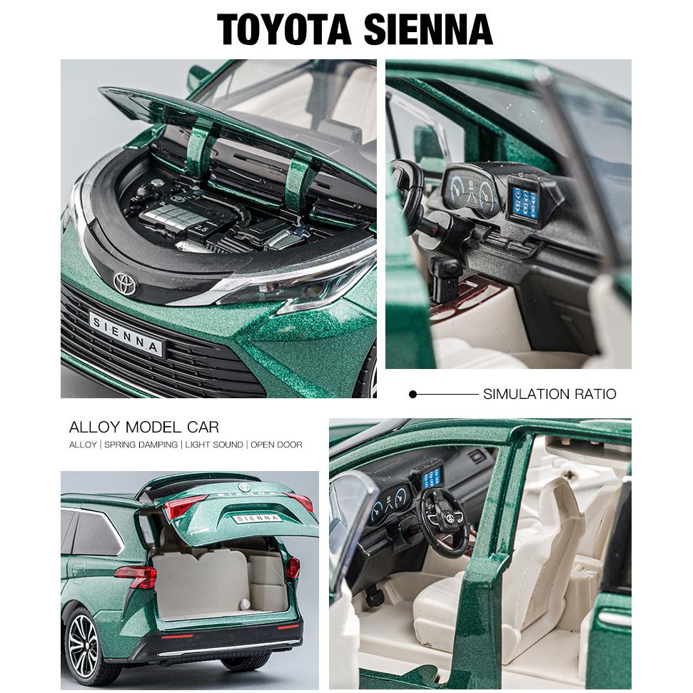 1/24 Scale Sienna MPV Diecast Car Model Toy, Pull Back Toy Vehicle with Sound and Light for Kids Toddler Boys Girls Gift Collection