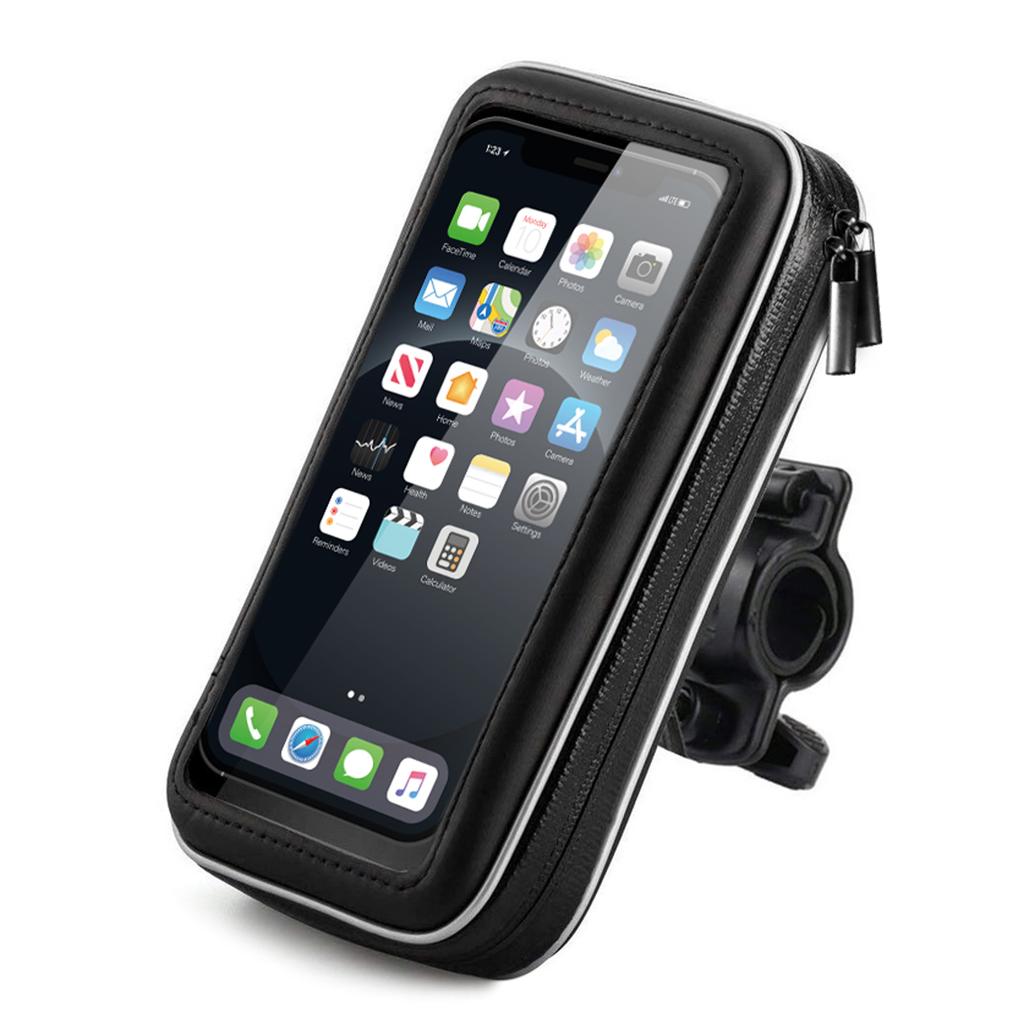 Custodia per telefono con supporto per manubrio per bicicletta, motocicletta, scooter, nera