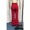 Women's Winter High Waisted Flared Corduroy Pants Solid Color Elegant Stretchy Slim Fit Casual Warm Full Length Bell Bottom Trousers