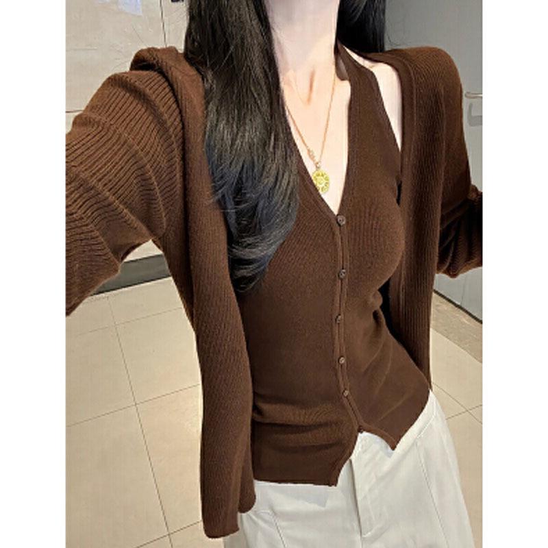 High-Quality French Knit Camisole & Cardigan Set for Women - 2026 Bestseller Large