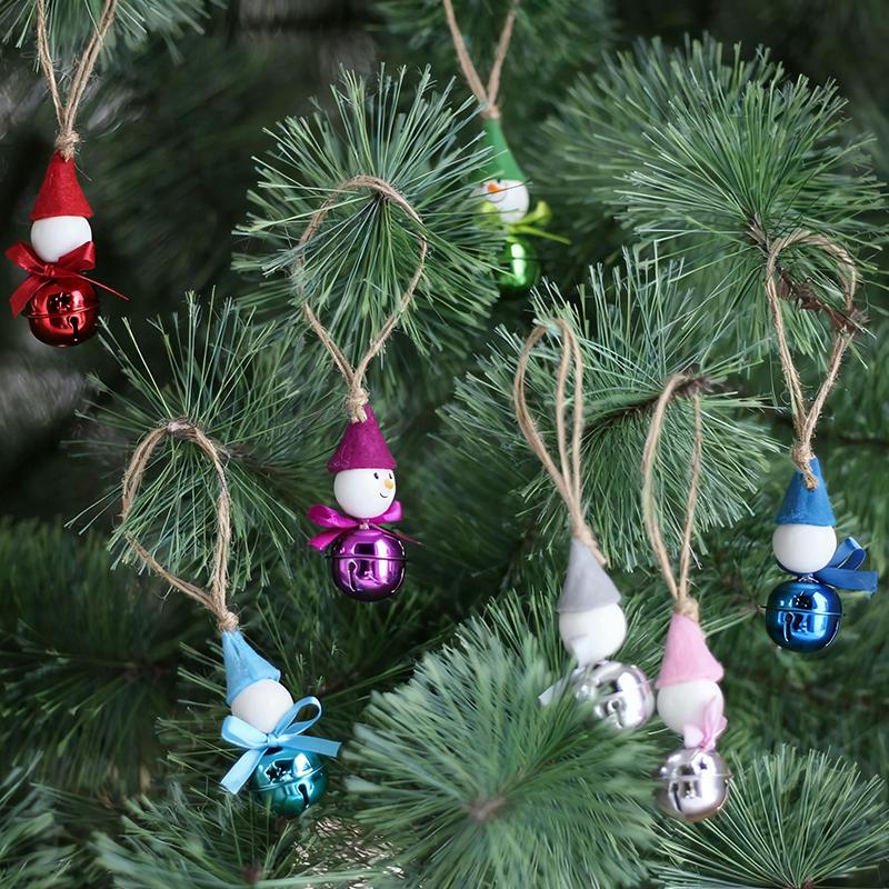 WTEMPO Christmas Bow Snowman Shaped Design Christmas Tree Bell Hanging Pendants Home Decor Ornaments Gift Boxes Decor Bells Wedding Birthday Party