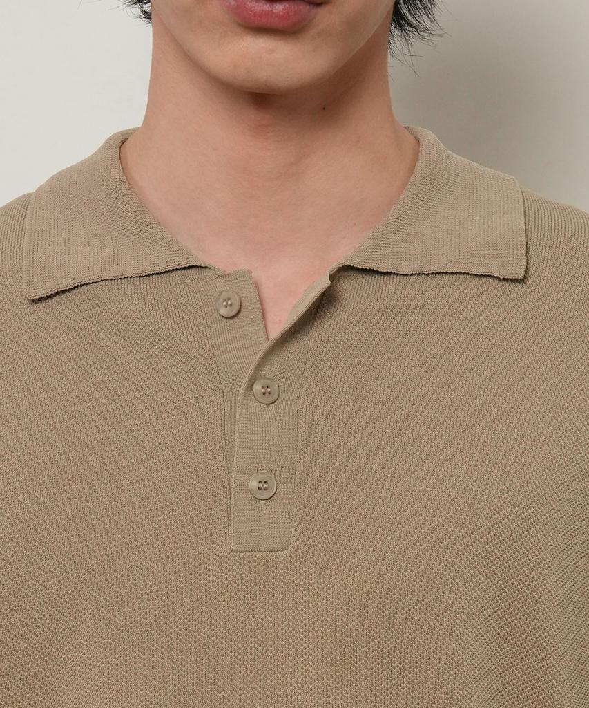 GENERALIDEA Man Temperature Cut Cool Button Collar Half Knit [Taupe] / Gf2Mkp013