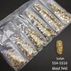 6-Grid Flat-Back Nail Art Rhinestone Set (1440pcs) - Mixed AB & Clear Glass Rhinestones Nail Decorations
