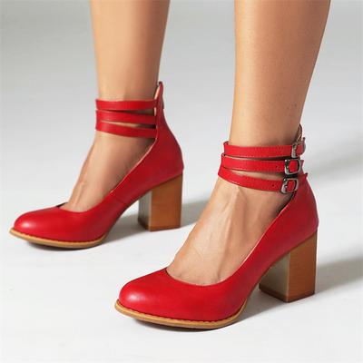 Fashion Elegant Women's High Heels Shoes Pumps Ankle Straps Black White Red Heeled Party Wedding Shoes Female Large Size