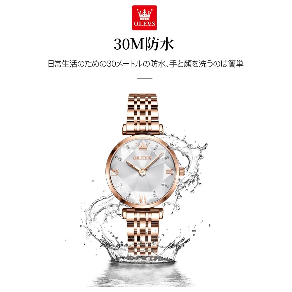 OLEVS Women's Quartz Watch Rose Gold Slim Stainless Steel Bracelet 30M Waterproof