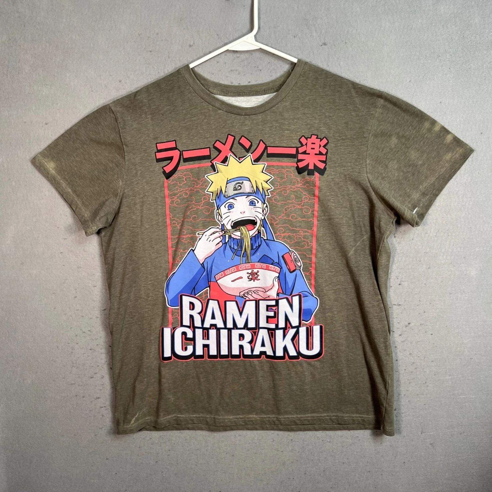 Naruto Shippuden Рамен Ичираку Графическая футболка XL Оливково-зеленый Мужская S