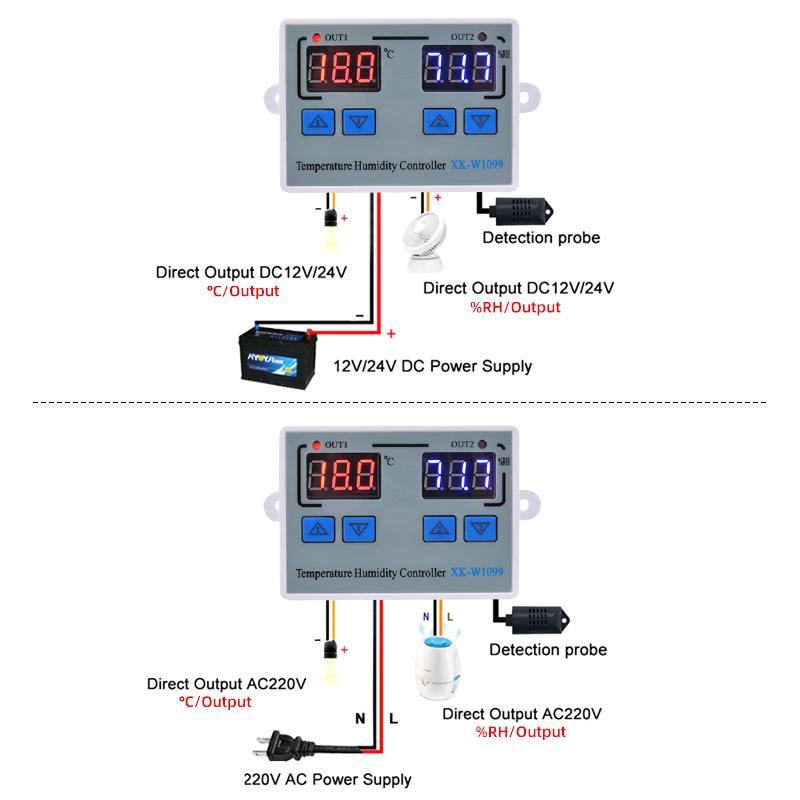 W3001 W3002 W3005 W1088 W1099 Digital Display Microcomputer Temperature Humidity Controller 12V 220V Hygrometer Thermorelator