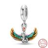 925 Silver Virgin Mary Deep Blue Golden Goddess Beautiful Blessing Charms Beads 3mm DIY Fine Jewelry Making