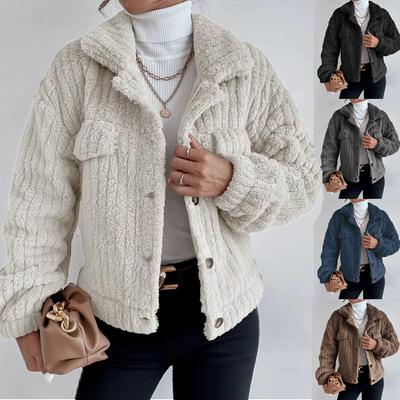 2023 Autumn/Winter Women's Lapel with Velvet Comfortable Casual Thickened Plush Coat