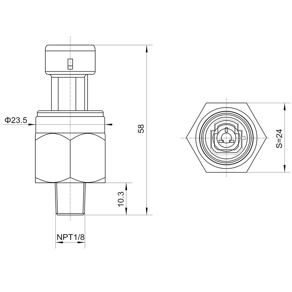Pressure Sensor Transducer Transmitter for Water Oil Fuel Gas Air 1/8NPT  5V Ceramic Sensor Stainless Steel 300-3000psi Optional