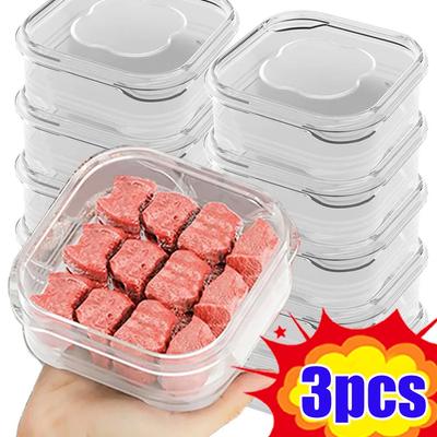 3 Stück Kunststoff Kühlschrank Aufbewahrungsbox Transparent Gefrieren Fleisch Gemüse Frischhalte Aufbewahrungsbehälter mit Deckel für Küche