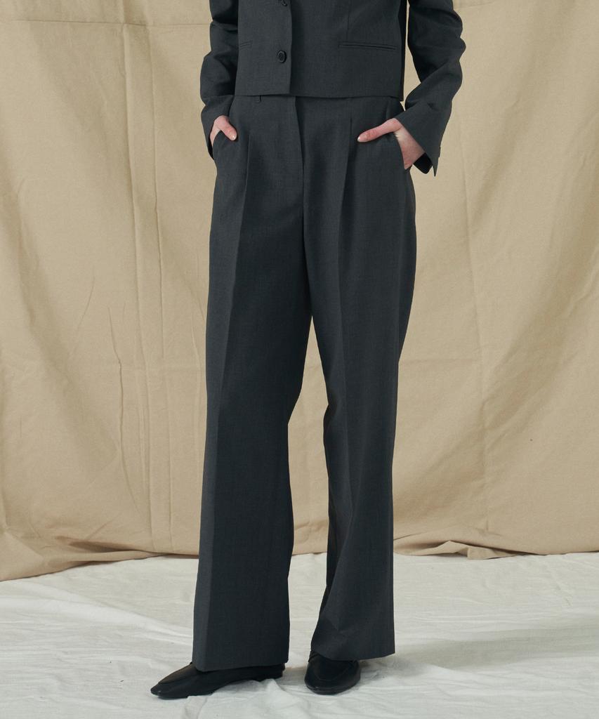 210EDIT Women'S Cool Silky Nen Pintuck Wide Slacks _Ze2Pt520_Sgr