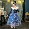 2023 Winter Princess Elsa Dress Christmas Gift Girls Fur Collar Princess Elsa Dress Frozen