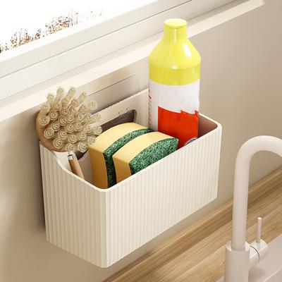 Storage Box No Drilling with Hollow Drain Holes Organizer Space-saving Storage Basket for Kitchen And Bathroom