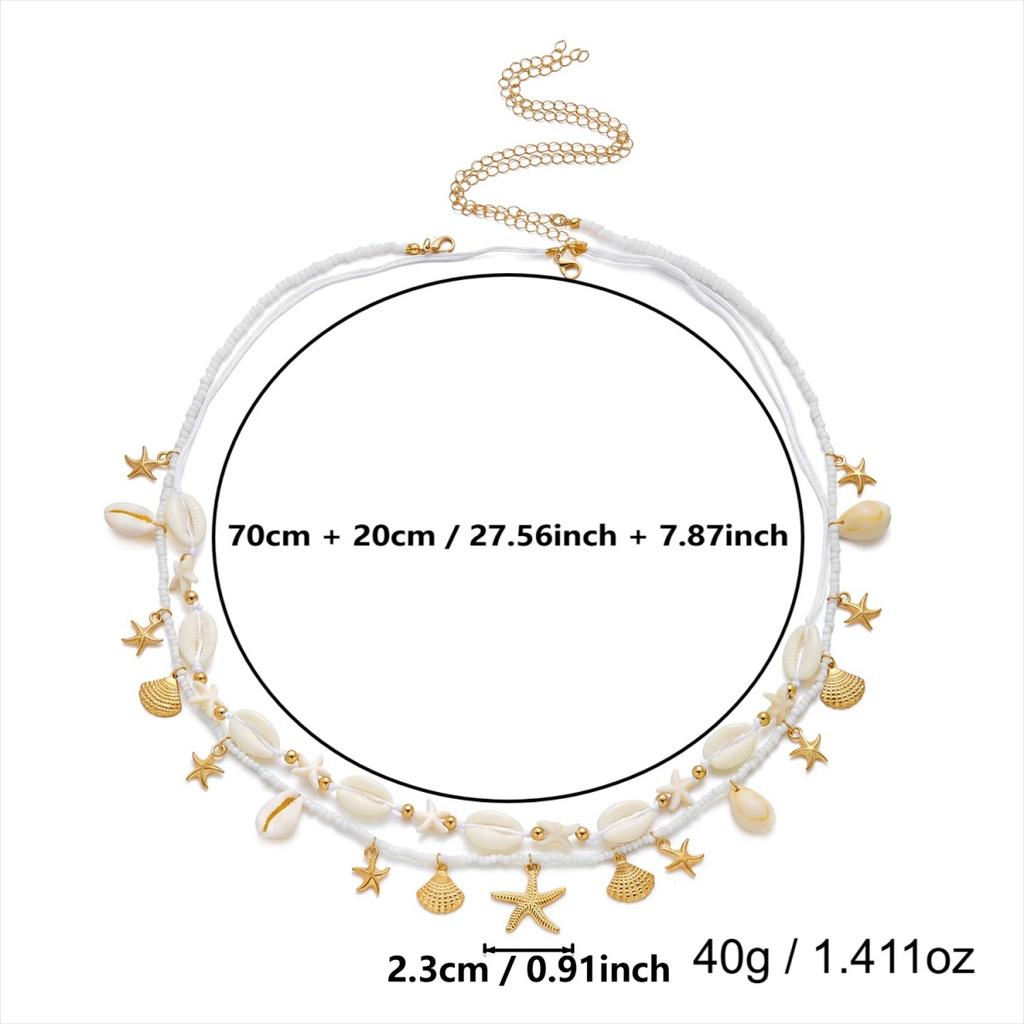 Boho Ocean Starfish Shell Spliced Rice Beaded Double Layer Waist Chain For Women Summer Conch Imitation Pearl Body Chain Jewelry