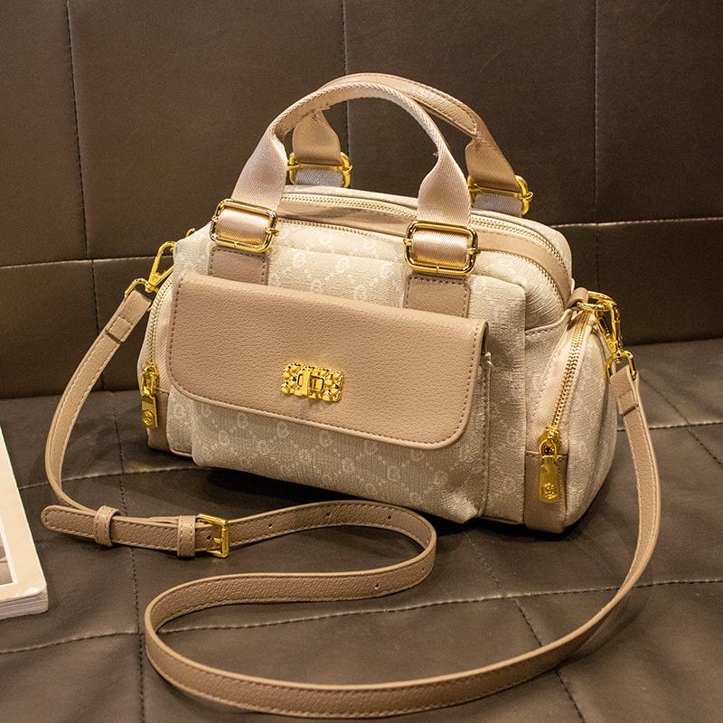 

Boston Genuine Leather Portable Fashion Minimalist Women Bag Apricot color