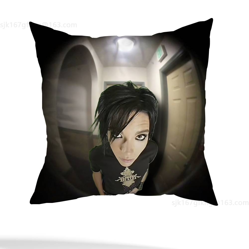 Federa Cuscino Quadrata Stampa Double-Sided Peluche Corto Copricuscino Divano Camera da Letto Comodino T-Tom Kaulitz Bill Kaulitz