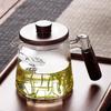 Glass Teapot With Wooden Handle Moon Shape Strainer Loose Leaf Green Tea Brewing On Electric Ceramic Stove