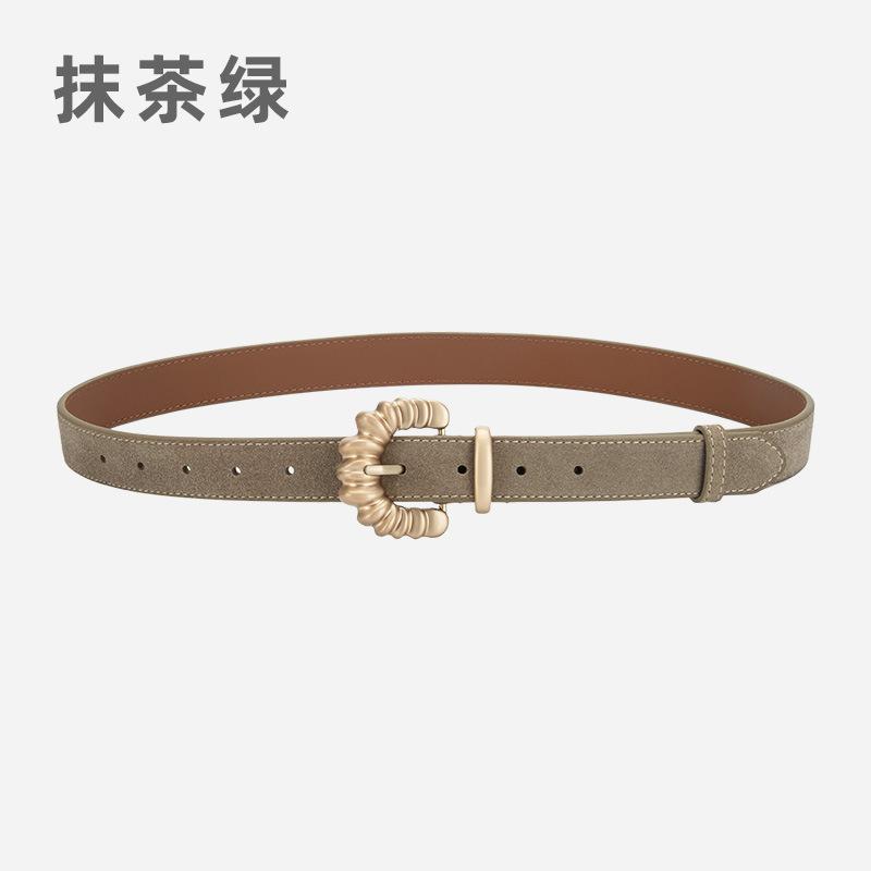 Frosted Velvet Leather Women'S Belt With Jeans Dress Decorative Pin Buckle Belt Women'S