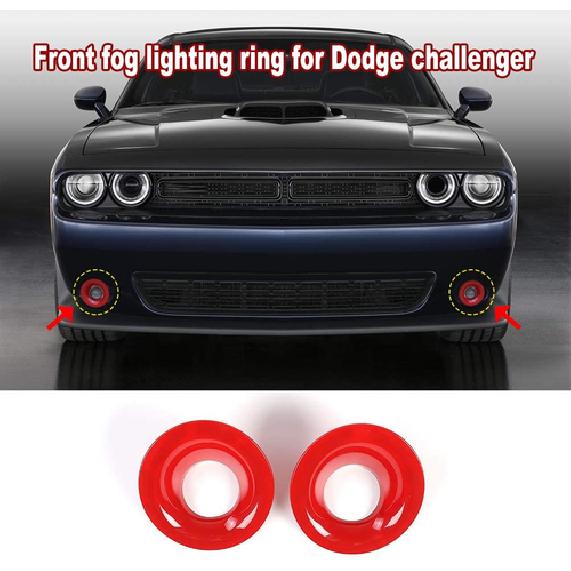 Front Fog Light Lamp Ring Cover Bezels For 15+ Dodge Challenger Accessories Red