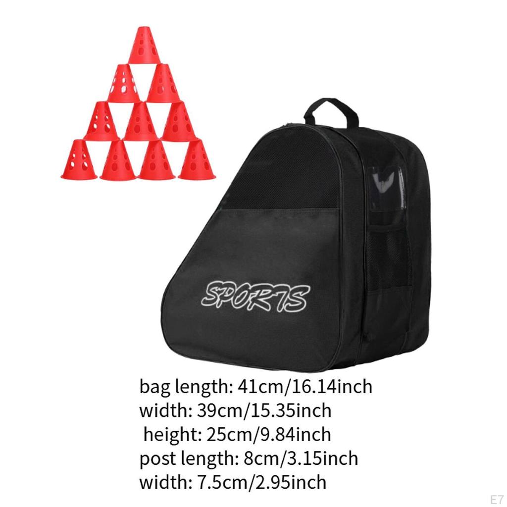 Ice Hockey Skate Storage Bag with 10 Training Cones for Outdoor Use And Oxford