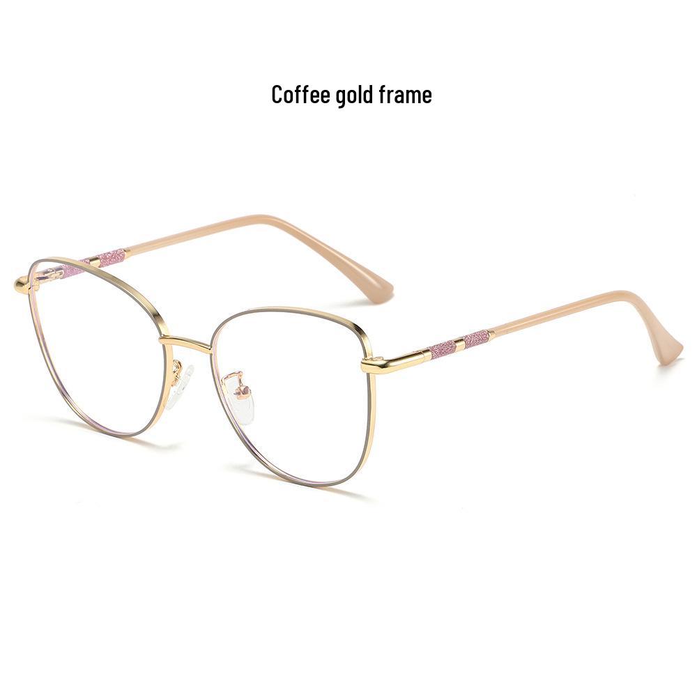 Retro Cat Eye Blue Light Blocking Glasses for Women with Photochromic Lenses & Spring Metal Legs