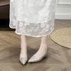 Fairy Style Pointed Toe Flat Shoes - Champagne Gold & Silver, Perfect for Weddings, Plus Size, Bridesmaids, and Pregnant Women. Hidden Heel.