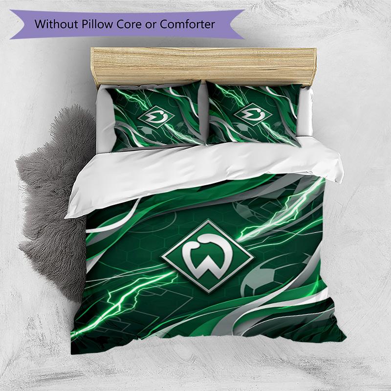 Set Lenzuola 3 Pezzi Stampato Werder Bremen, Comodo Set Copripiumino per Camera da Letto Amico della Pelle