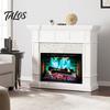 Holiday Party Wall Sticker Fireplace Flame Decal, Vintage European Background Sticker, Self-Adhesive Realistic Pattern Waterproof Mural for