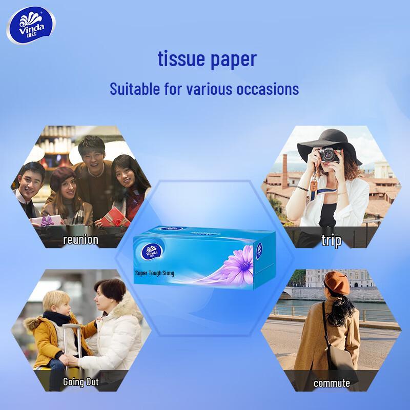 Vinda 3-Ply Facial Tissues, 9-Pack (130 Pulls/Box)