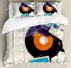 Musical Bedding Set Queen Size Music Theme Bedding Duvet Cover Set for Boys Decor Disc Comforter Cover Set Record Quilt Cover