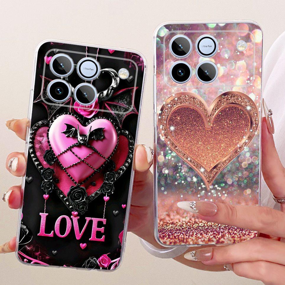 Bow Love Heart Pattern Cute Cat Phone Case For Honor Win 5G Casing Soft TPU Silicone Shockproof Back Cover Transparent Capa