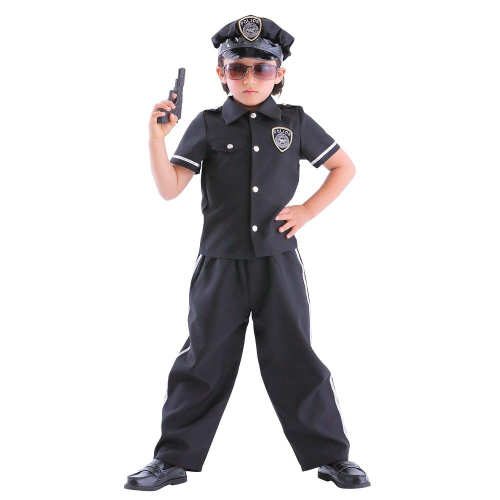 Clearstone Super Policeman Cosplay Halloween Costume Kids 140cm Boys Black