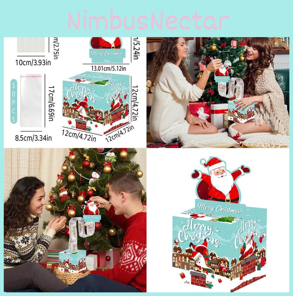 Blue Christmas Santa Theme Cardboard Gift Box Money Box For Festive Gift Giving