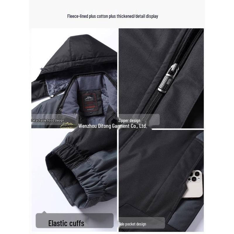 Men's 2025 Autumn/Winter Plus Size Thick Fleece-Lined Warm Cotton Jacket for Middle-Aged