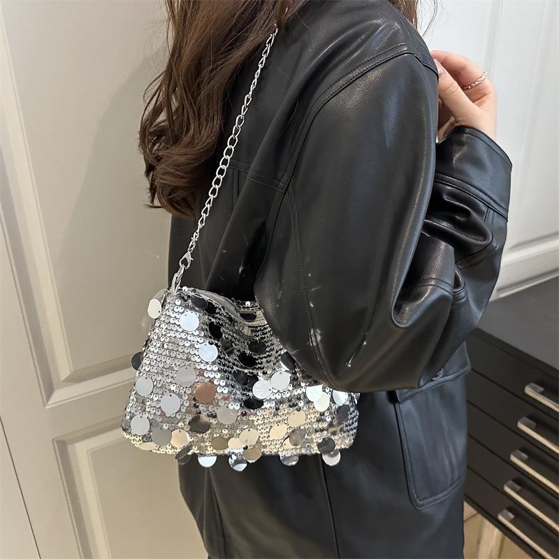 Simple Sequined Bag Women's New High-end Fashion Handbag Niche Versatile Commuter Shoulder Bag