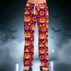 Women's Halloween Print Drawstring Wide Leg Pants for Casual Home Wear