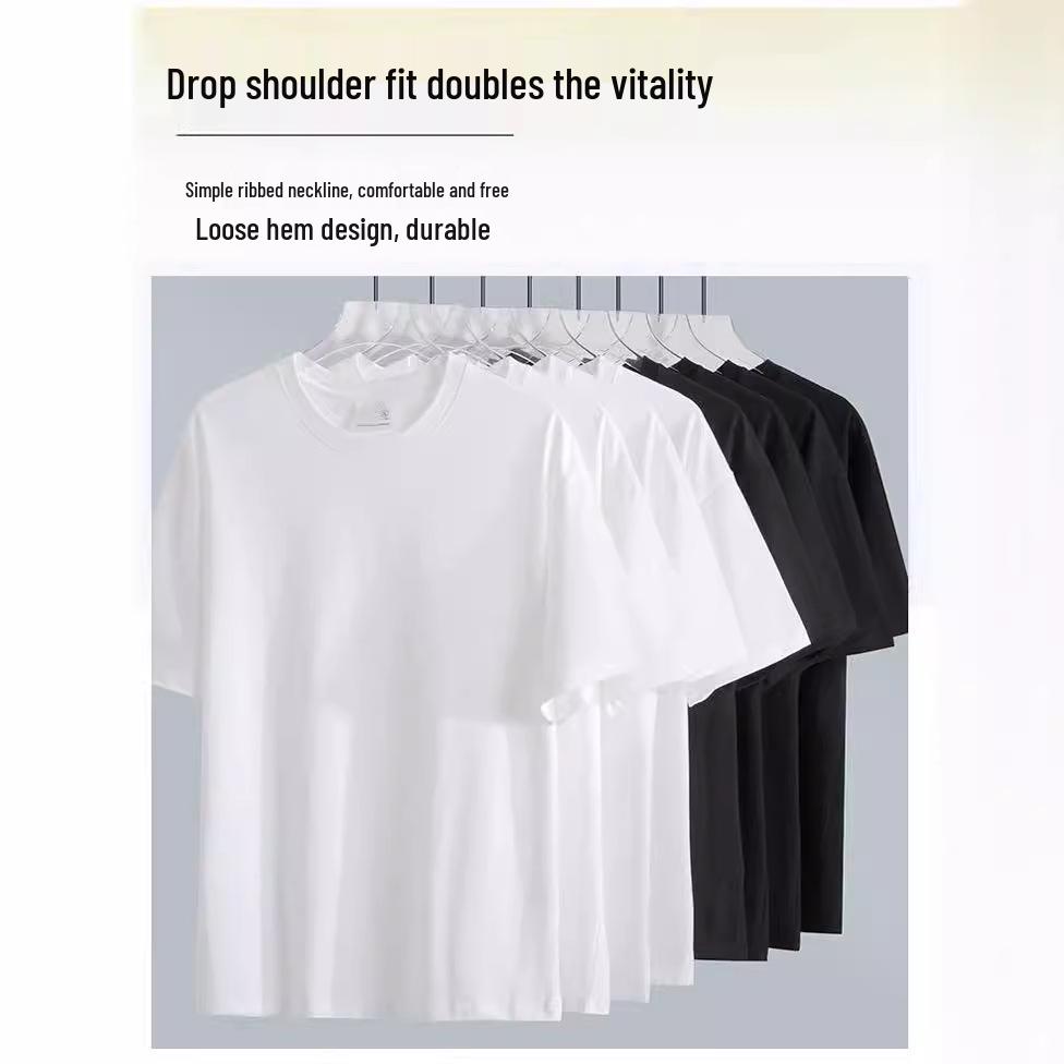 

ZZ21-32 Pure Cotton Short Sleeve Crew Neck T-Shirt with Printed Logo 3XL білий