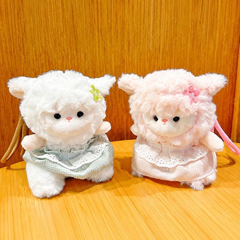 Floral Dress Lamb Plush Keychain Soft Lamb Bag Pendant Cute Sheep Keychain  Bag Charm