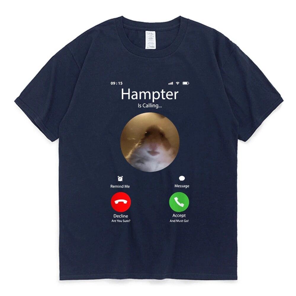 Dank Meme Hamster Staring Front Camera Hampter Calling T Shirt for Unisex Women Cute Oversized Graphics T-shirt 100% Cotton Tees