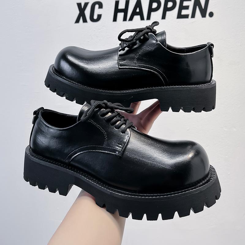 Leather shoes men's summer casual British style heightened Derby shoes platform wedding black Martin boots low top 8831-A