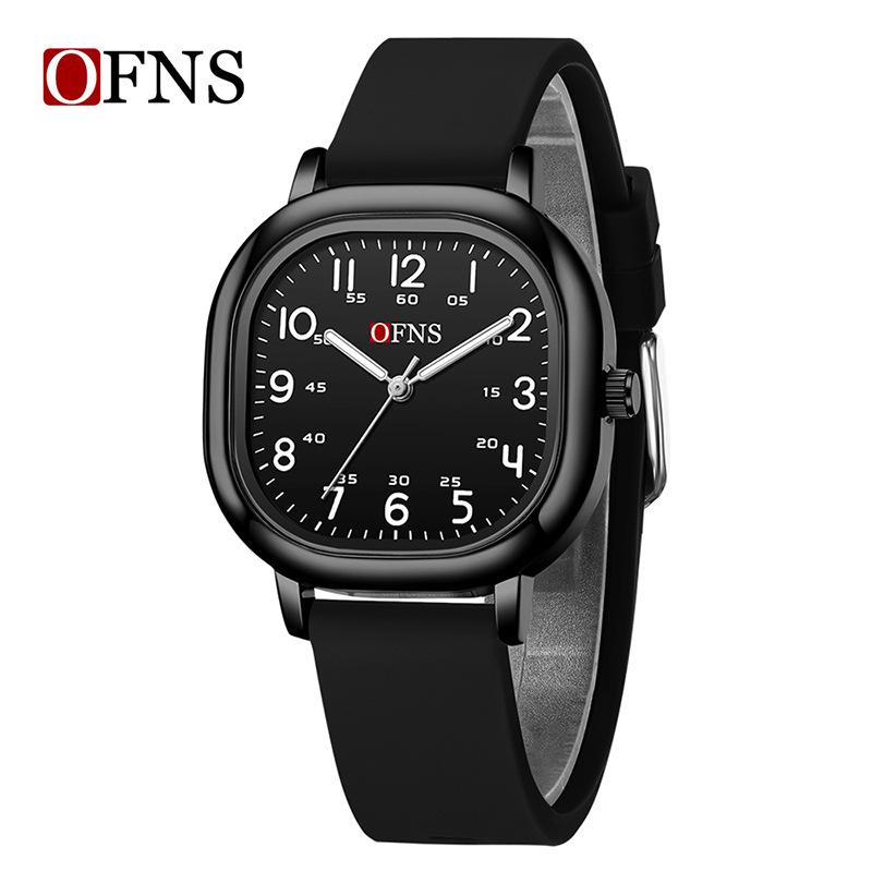 Fashion Ofns Top Brand Square Quartz Watch Luminous Waterproof Large Digital Scale Test Learning Silent Male And Female Students
