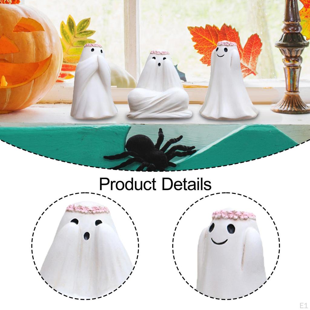 3x Statuen Halloween Figuren Feiertag Niedliche Dekorationen Skulpturen für Innen Außen Veranda Schreibtisch