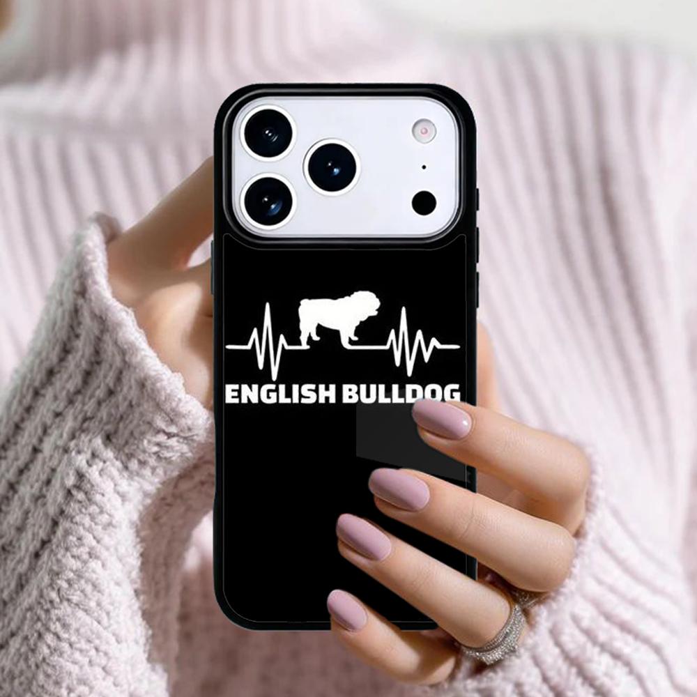 English Bulldog Heartbeat Phone Case For Apple iPhone 17 Air 16E 15 14 Plus 13 12 11 Pro Max Mini Funda Cover