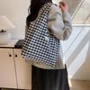 Students take classes, plaid leisure large-capacity bags, women's 2025 new tote bags, leisure shopping bags, bags
