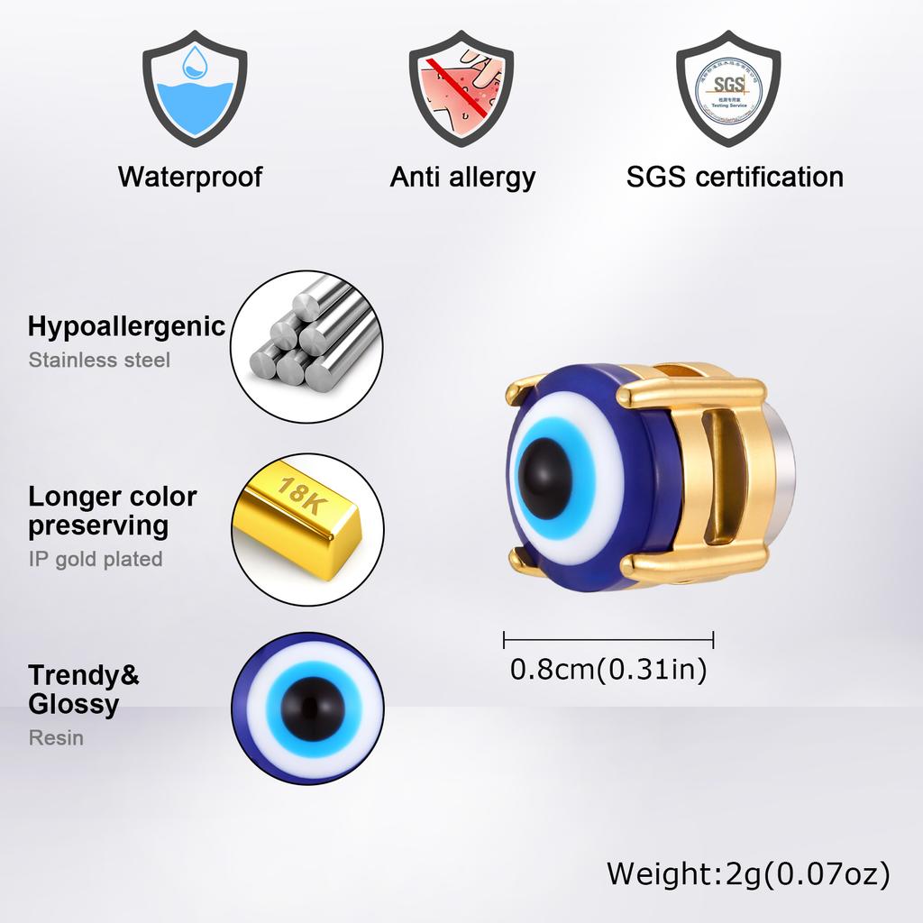 Anti Allergy Devil's Eye Magnetic Clip Earrings for Men,Stainless Steel Blue Eyes Non Perforated Earrings,Talisman Jewelry