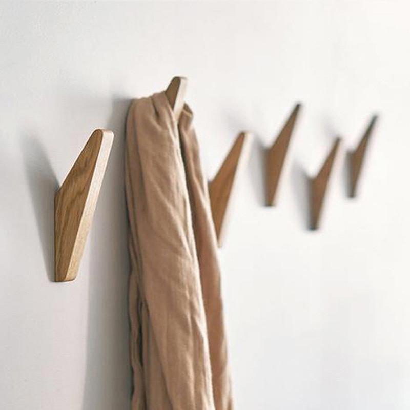 1/2/4 PCS Wooden Triangle Angle Hook Wall Mounted Coat Hooks Multi-Use for Hats&Bags Home Storage Accessory