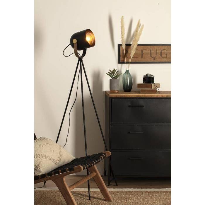 Lampadaire trépied "Bil" métal noir H136cm - Atmosphera createur d'interieur
