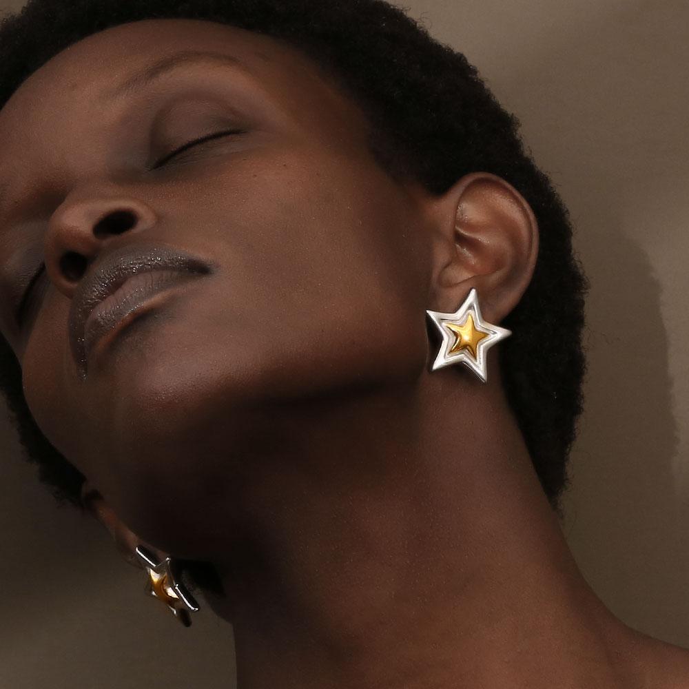 MamacitaSlay 316L Stainless Steel Star Stud Earrings Party Waterproof 18K Gold Plated Jewelry Women's Charm Statement Earrings