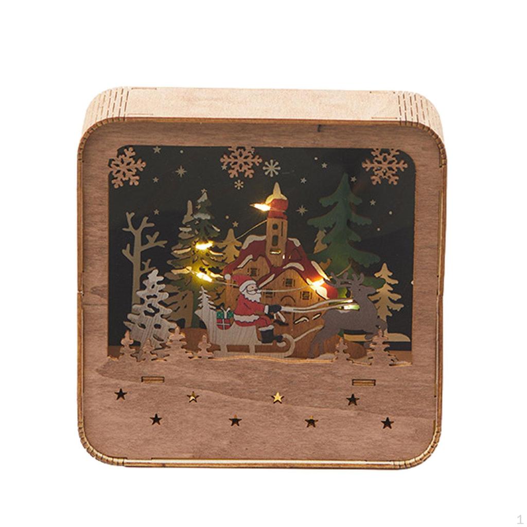 Weihnachts-Schneehaus Leuchtende Szene Holzfigur für Zuhause